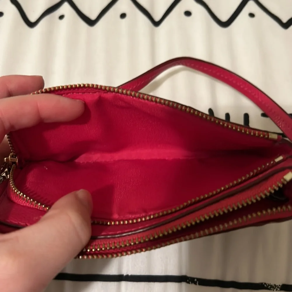 Hot Pink and Light Brown Coach Wristlet - Picture 4 of 6